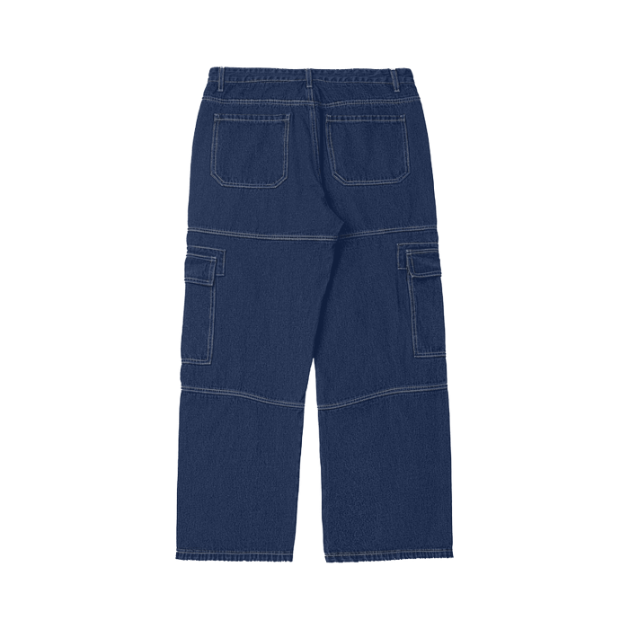 - ClassA1 (Blue)Streetwear Unisex Pockets Wide-Legged Straight Cut Denim Jeans - unisex jeans at TFC&H Co.