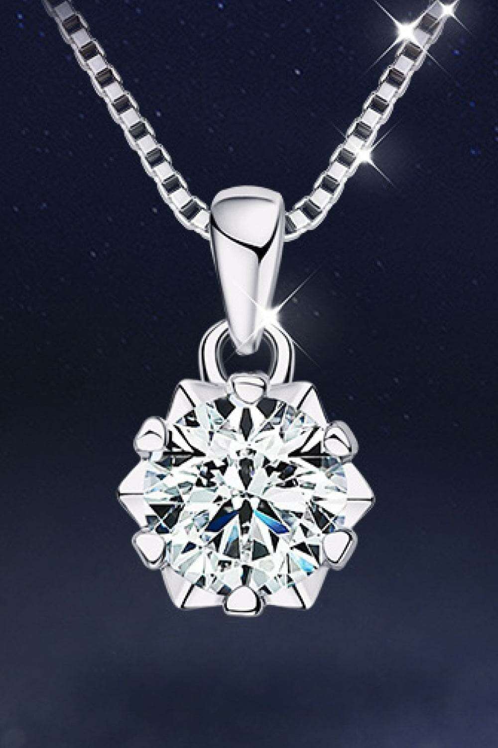 SILVER ONE SIZE - 1 Carat Moissanite Pendant Platinum-Plated Necklace - necklace at TFC&H Co.