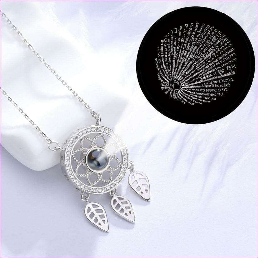 Silver 925 Silver - 100 Languages of Love Dreamcatcher Projection Pendant Necklace - necklace at TFC&H Co.