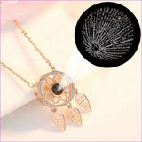 Rosegold 925 Silver - 100 Languages of Love Dreamcatcher Projection Pendant Necklace - necklace at TFC&H Co.