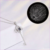 Silver 925 Silver - 100 Languages of Love Key Pendant Projection Necklace - necklace at TFC&H Co.