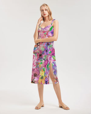 - Nothing but Floral Women's Tie Strap Split Dress - womens dress at TFC&H Co.