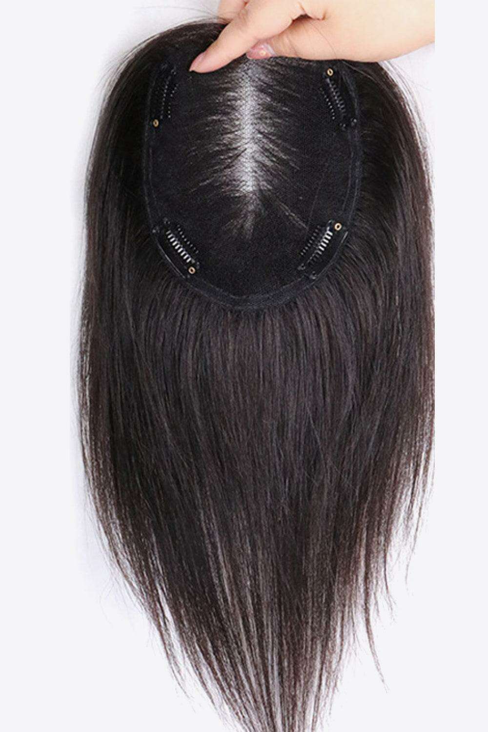 - 12" 9*14 Fully Hand Made Human Virgin Hair Topper in Black 150% Density - hair wig at TFC&H Co.