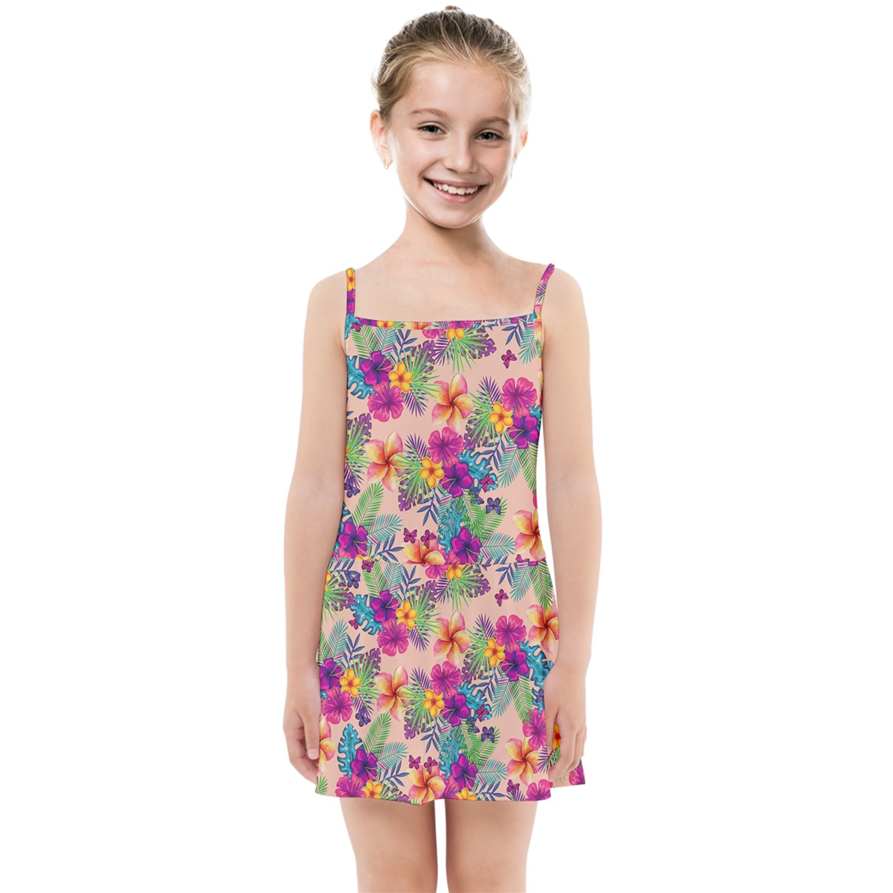 - Tropical Peach Floral Girls' Summer Sun Dress - girl's dress at TFC&H Co.