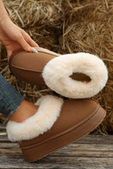 Chestnut1 100%Polyester+100%TPR - Suede Contrast Print Plush Lined Snow Boots - womens boots at TFC&H Co.