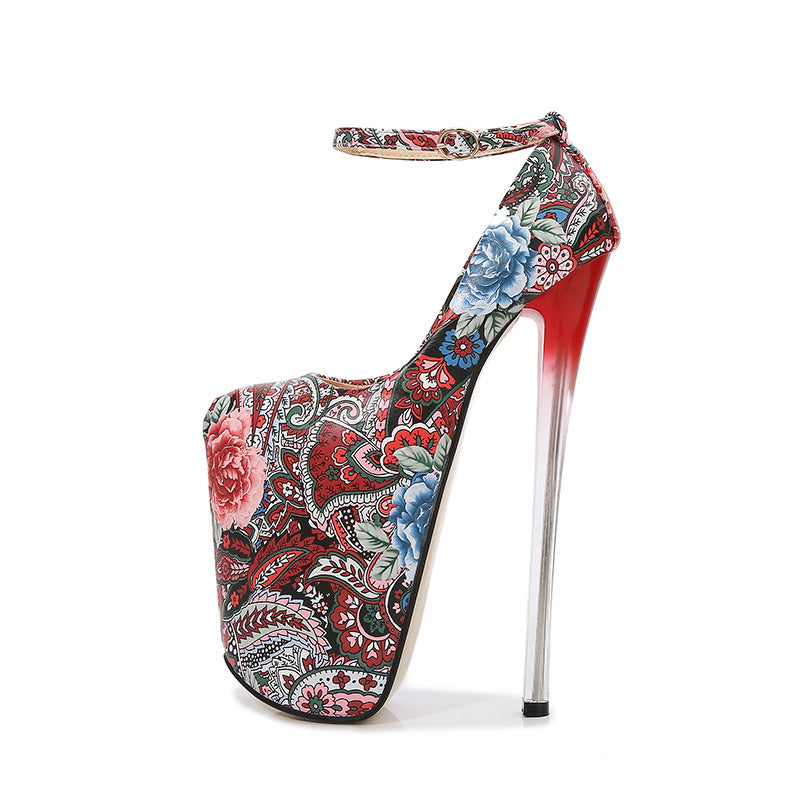 - Stiletto Ethnic Paisley Style Super High Heels - womens shoe at TFC&H Co.