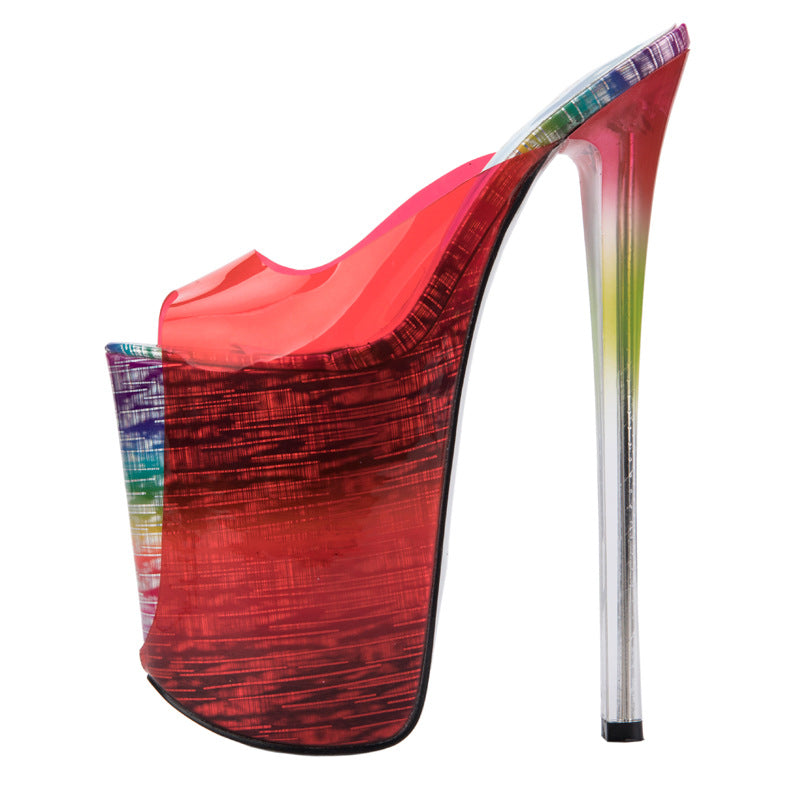 - Super High Stiletto Transparent Glass Plastic Slippers - womens shoe at TFC&H Co.