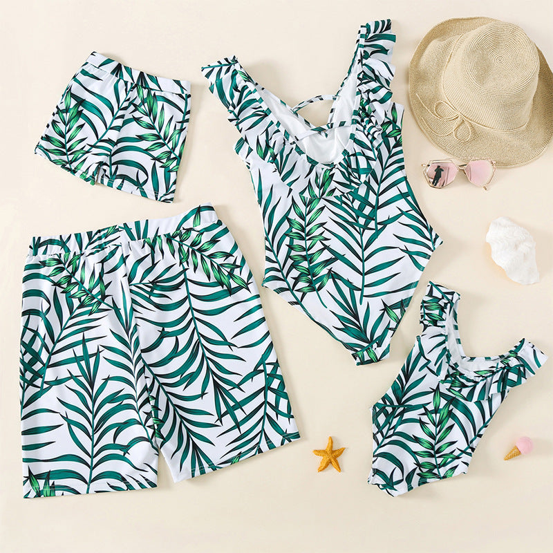 Green - Family swimsuits| Women's One-Piece Swimsuit + Men's Beach Pants + Child Swimsuits - swimsuits at TFC&H Co.