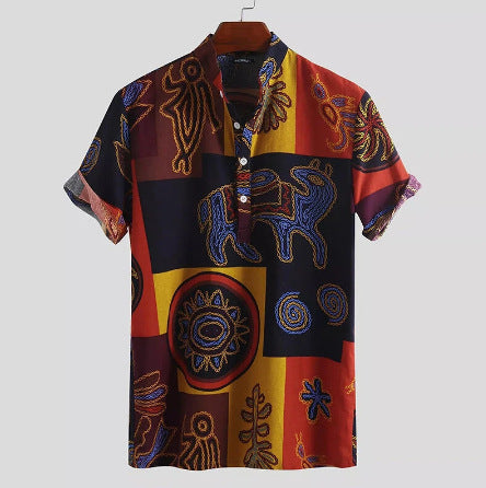 New Style Men's Oracle Print Button-Up Shirt