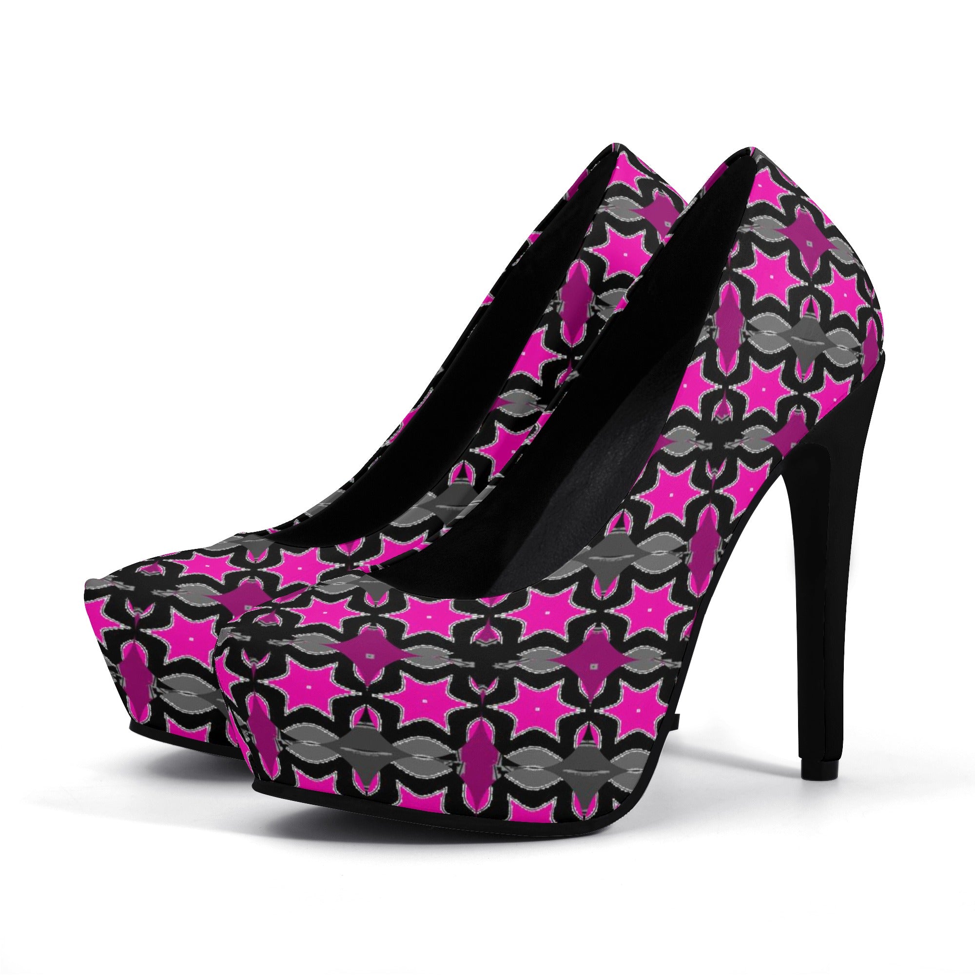 PINK - Pink Star Women Platform Pumps 5 Inch High Heels - womens heels at TFC&H Co.