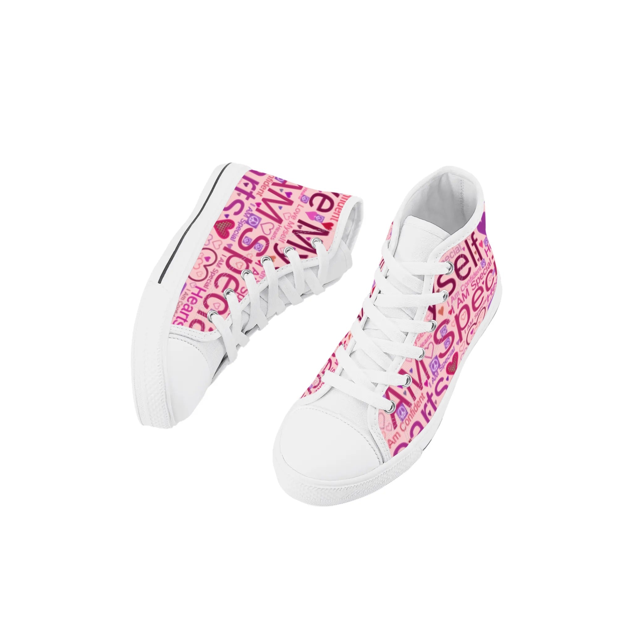 White - Speak-Over Kids Rubber High Top Canvas Shoes - Kids Shoes at TFC&H Co.