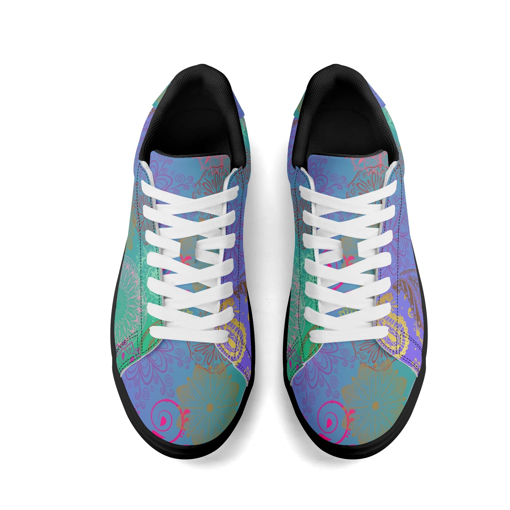 - Paisley Mist Adult Lightweight Low Top Leather Skateboard Shoes - womens sneakers at TFC&H Co.