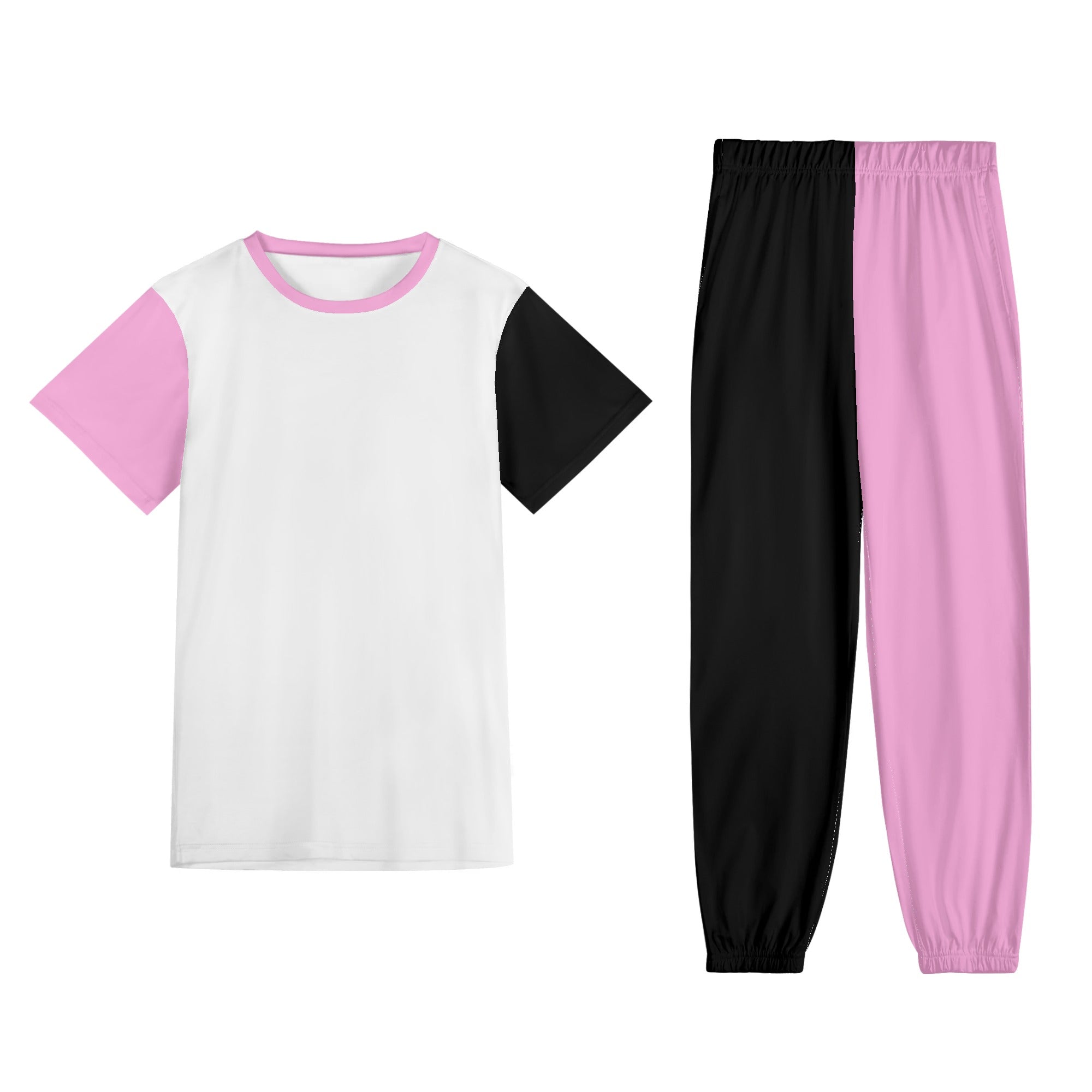 5XL - Color Block Womens Short Sleeve Sports Outfit Set - womens pants set at TFC&H Co.