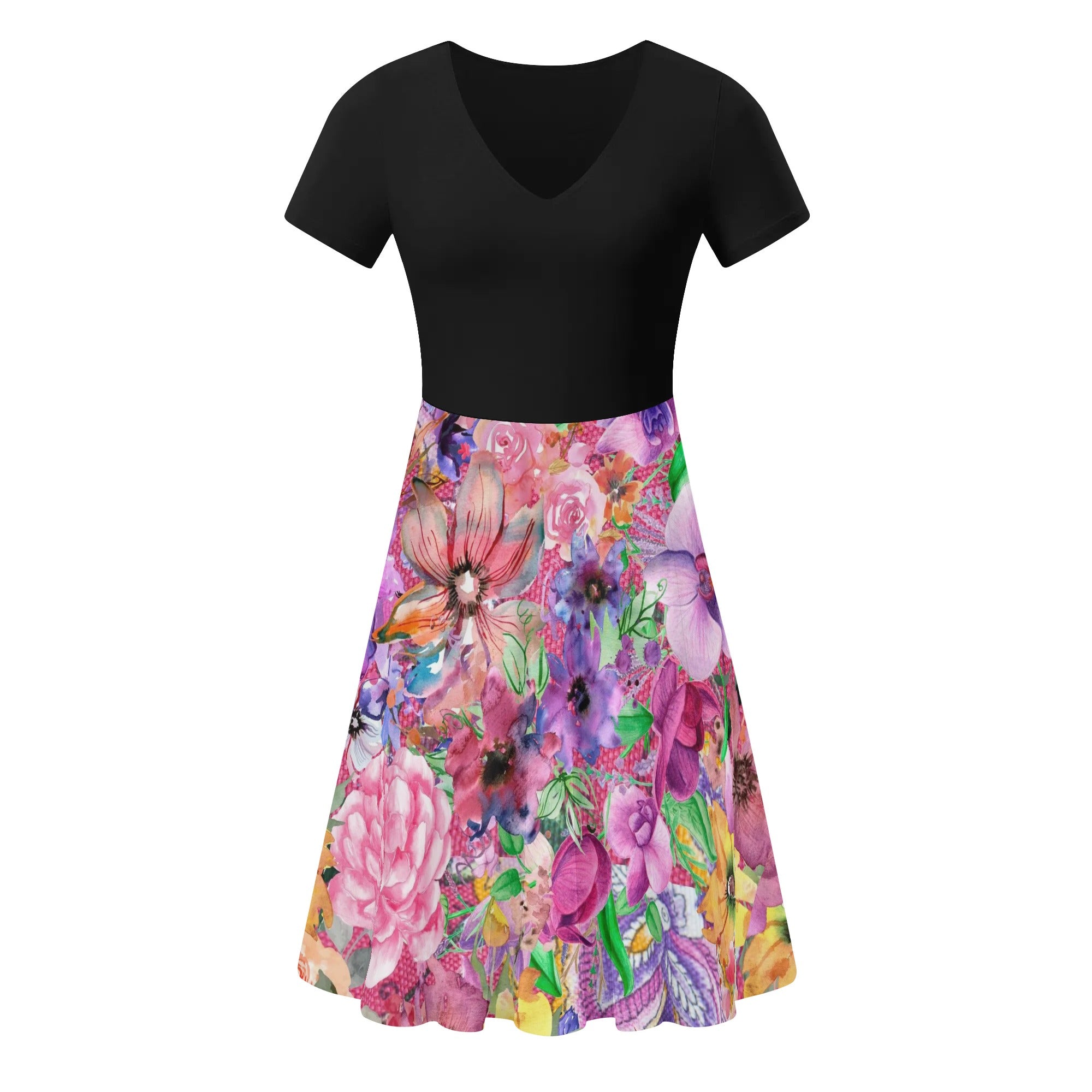 - Nothing but Floral Womens Black Top Ruffle Summer Dress - womens dress at TFC&H Co.