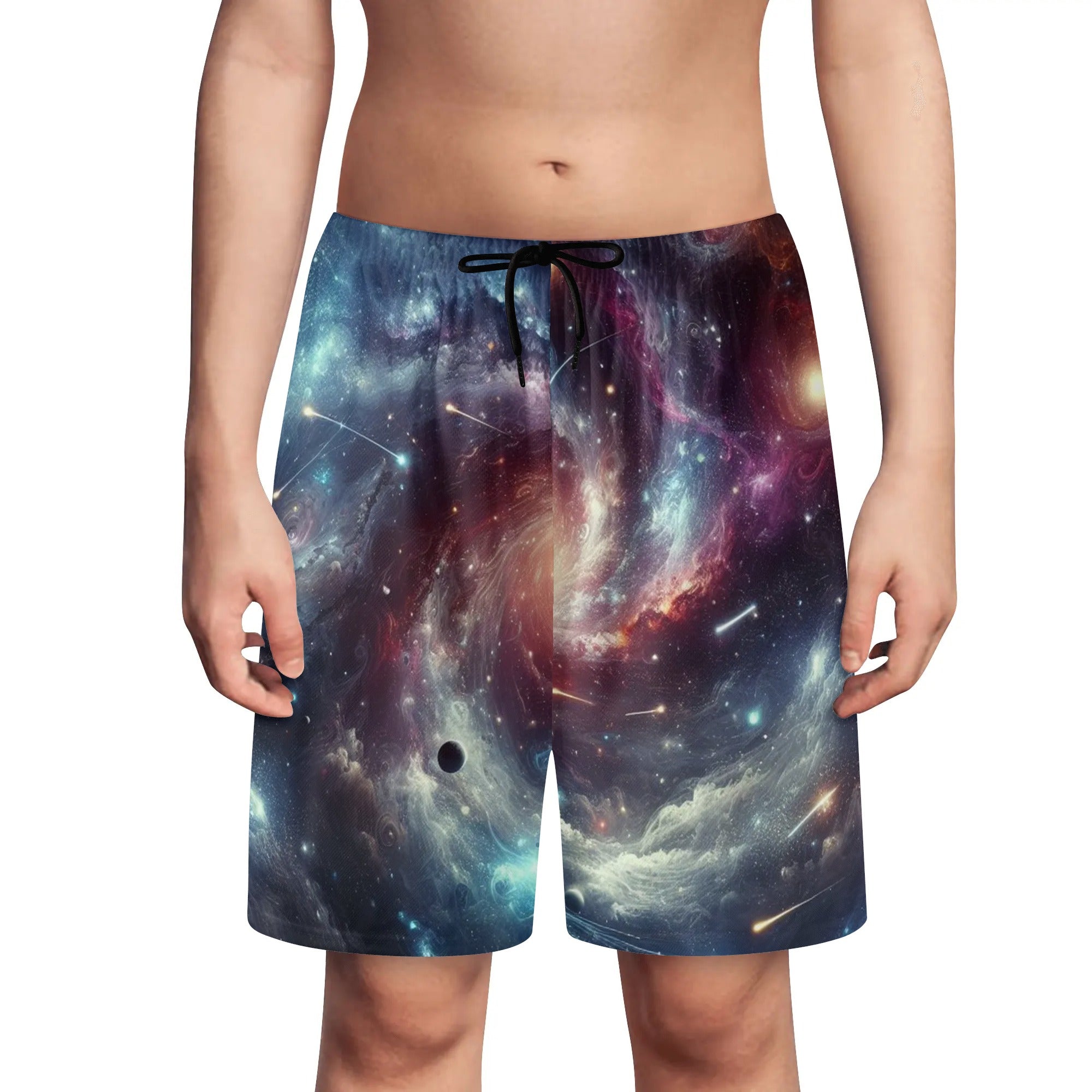 Black String - Galaxy Youth Lightweight Beach Shorts for Boys - boys beach shorts at TFC&H Co.
