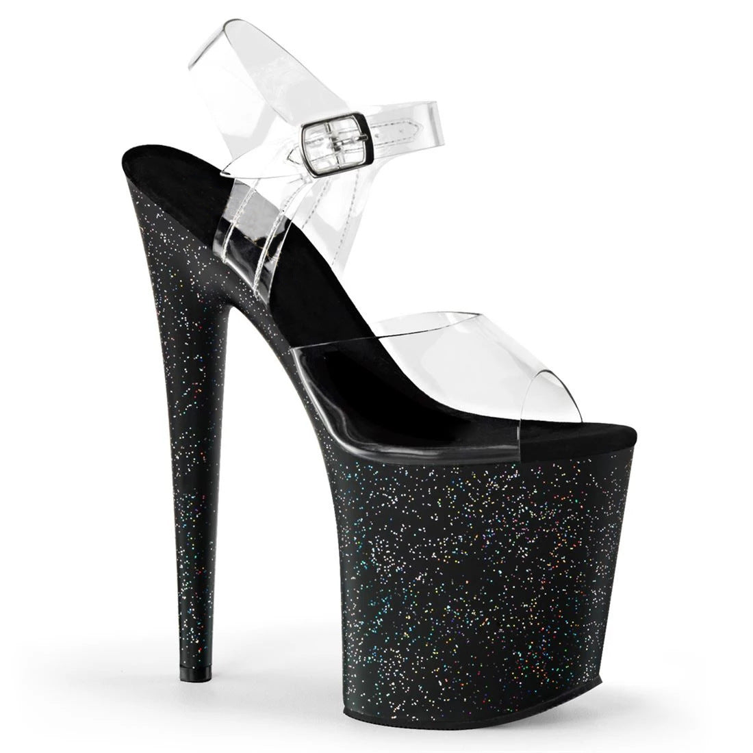 BLACK - Glitter Waterproof Platform Stiletto Heels - womens shoe at TFC&H Co.