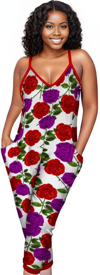 - Red Rose Purp Women's Stylish Rompers - womens romper at TFC&H Co.