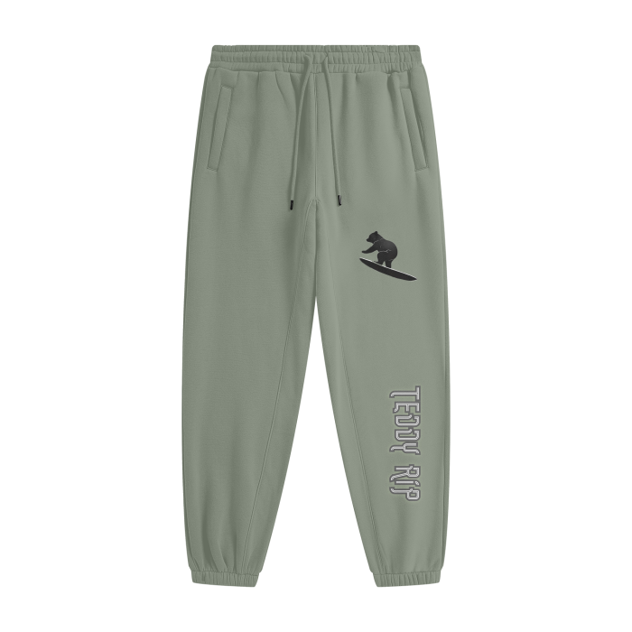 Grayish Green - Teddy Rip Streetwear Unisex Fleece Joggers - unisex joggers at TFC&H Co.