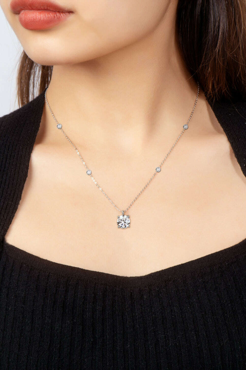 - 2 Carat Moissanite 4-Prong 925 Sterling Silver Necklace - necklace at TFC&H Co.