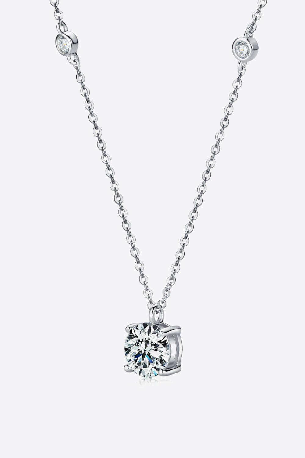 SILVER ONE SIZE - 2 Carat Moissanite 4-Prong 925 Sterling Silver Necklace - necklace at TFC&H Co.