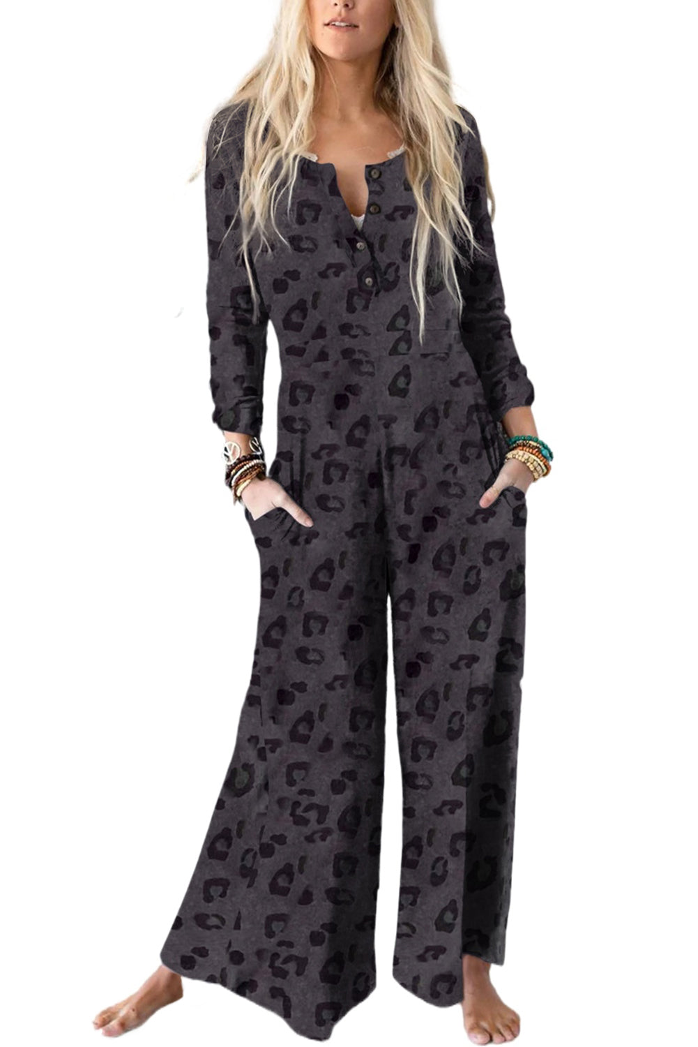 - Printed Buttoned Bodice Wide Leg Women's Jumpsuit - various styles - womens jumpsuit at TFC&H Co.