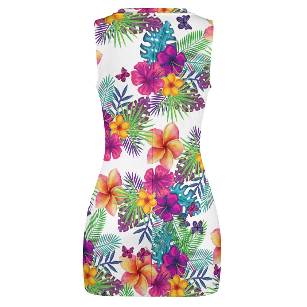 - Tropical Floral Navel-Baring Cross-Fit Women's Hip Skirt Dress - womens dress at TFC&H Co.