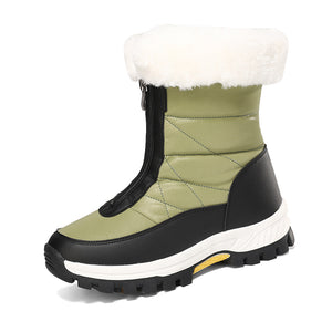 Green - Lightweight Zipper Women's Snow Boots - womens boot at TFC&H Co.