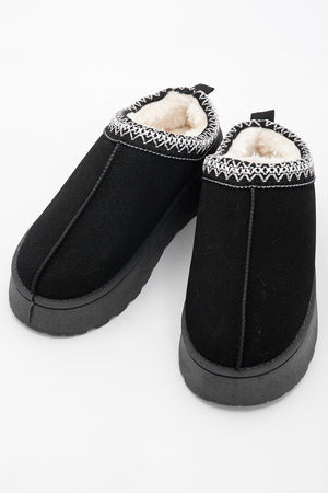 - Suede Contrast Print Plush Lined Snow Boots - womens boots at TFC&H Co.