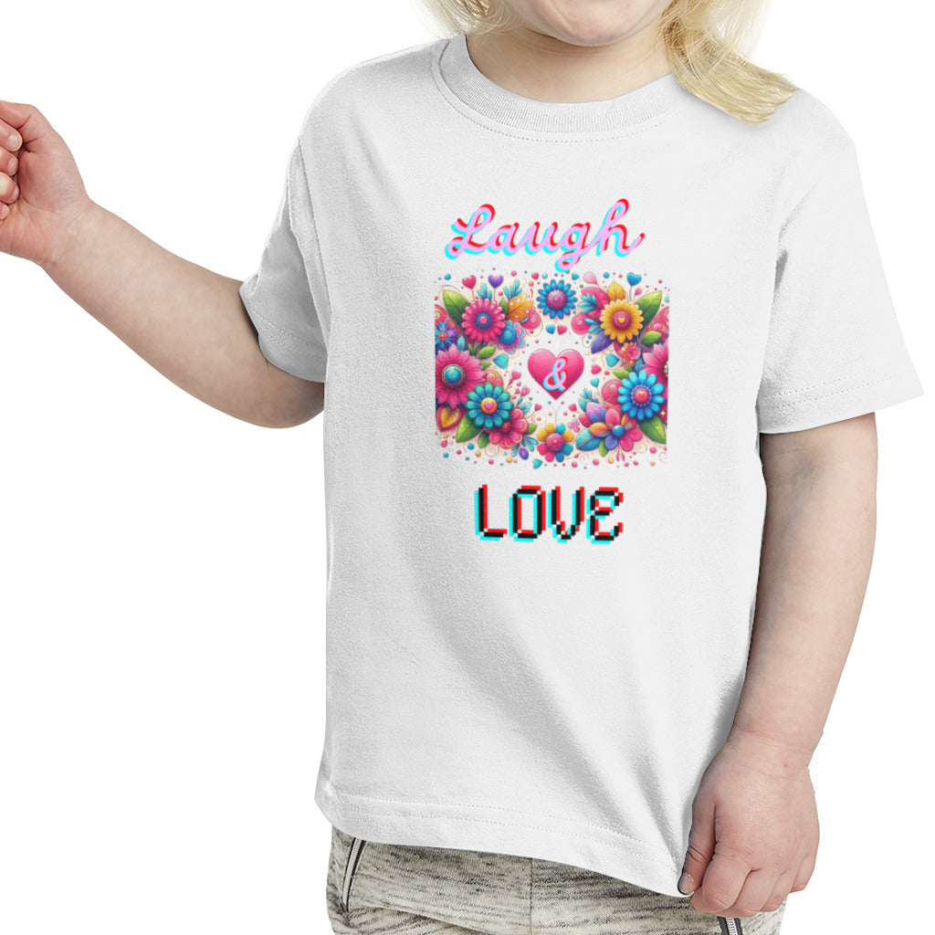 White - Laugh Love Toddler Girl's Fine Jersey Tee - girls t-shirt at TFC&H Co.