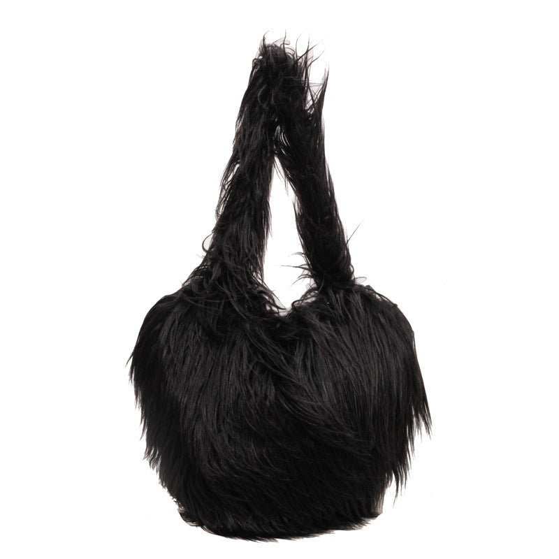 Black - Plush Armpit Shoulder Bags - handbags at TFC&H Co.