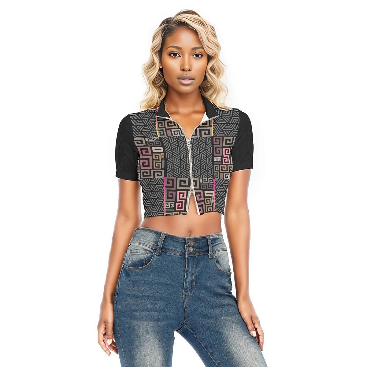 Squared Women's Cropped T-shirt With Two-way Zipper – TFC&H Co.