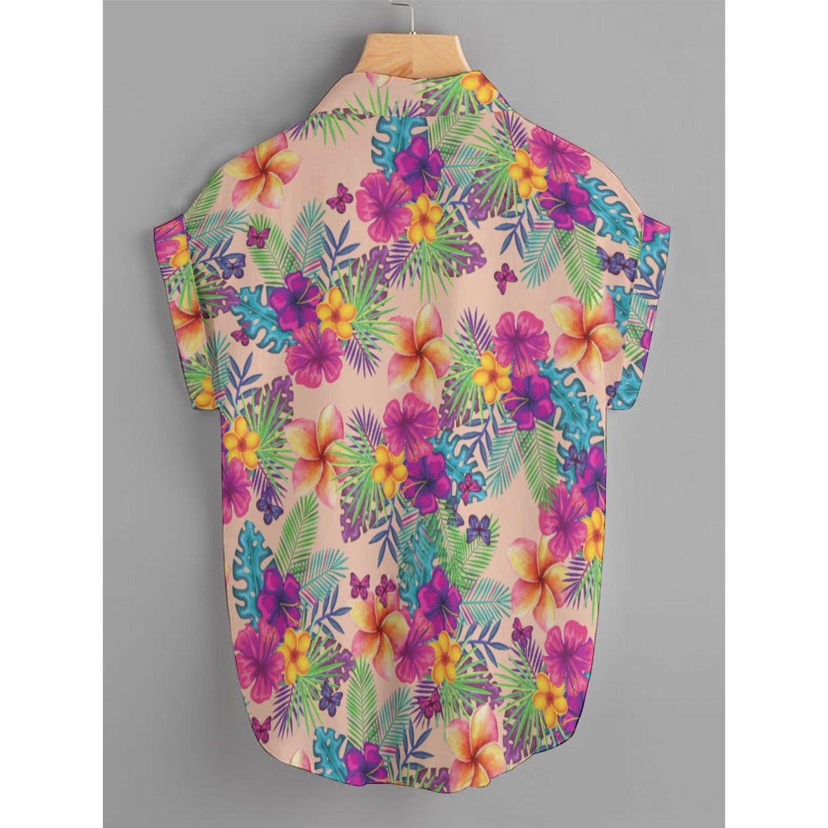 Tropical Peach Floral Voluptuous (+) Print Women's T-shirt (Plus Size)