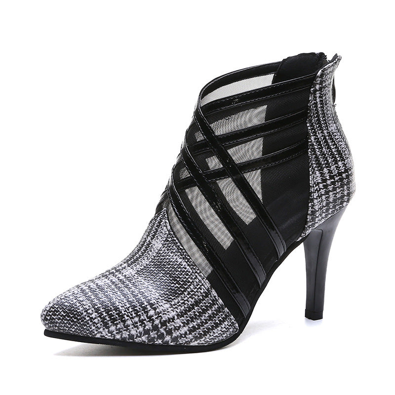 Grey - Mesh Pointed Toe Stiletto Heels - womens shoes at TFC&H Co.