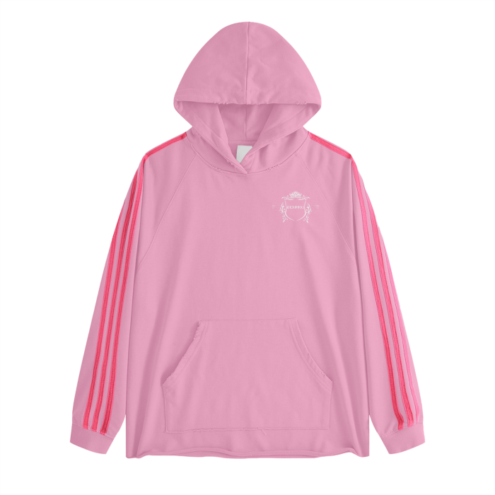 - ClassA1 (Pink)Streetwear Unisex Heavyweight 440G Three Bar Contrast Raglan Hoodie - womens hoodie at TFC&H Co.