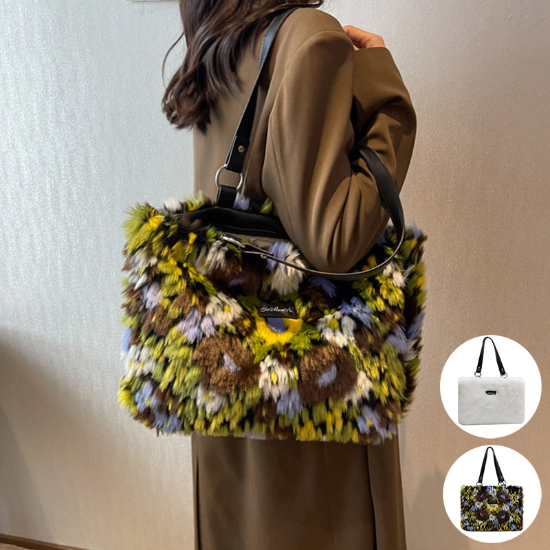 - Wild Flower Plush Shoulder Bag - handbags at TFC&H Co.