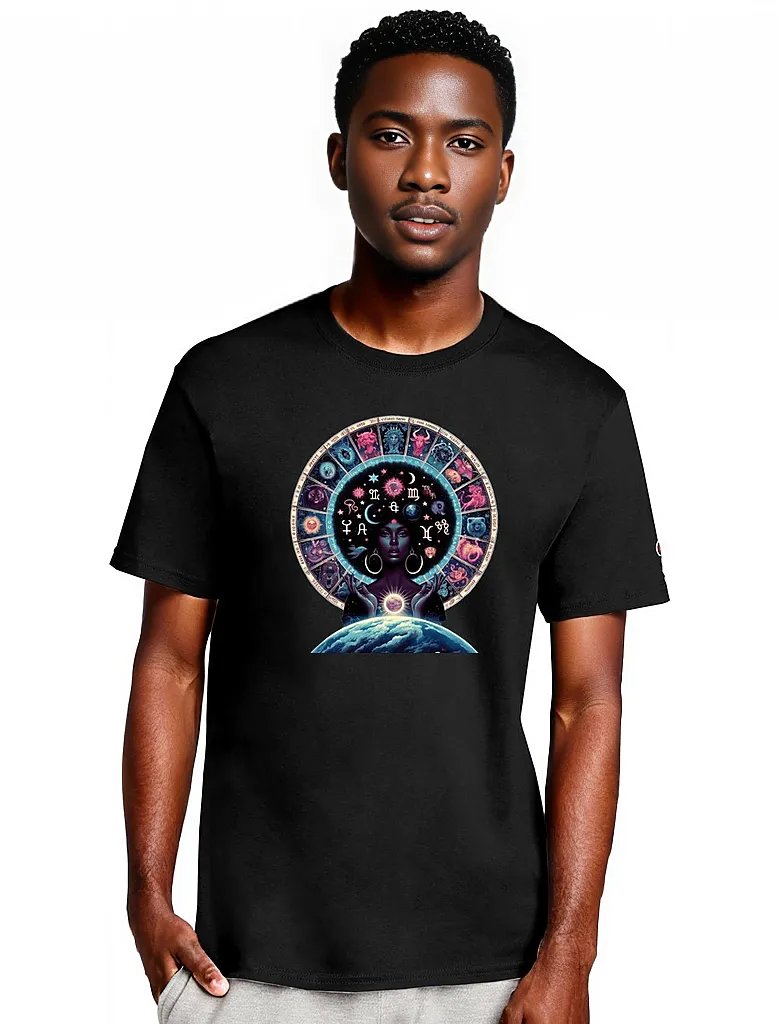 Black - Celestial Zodiac 2 Unisex Champion T-shirt - Unisex T-Shirt at TFC&H Co.