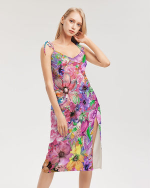 - Nothing but Floral Women's Tie Strap Split Dress - womens dress at TFC&H Co.
