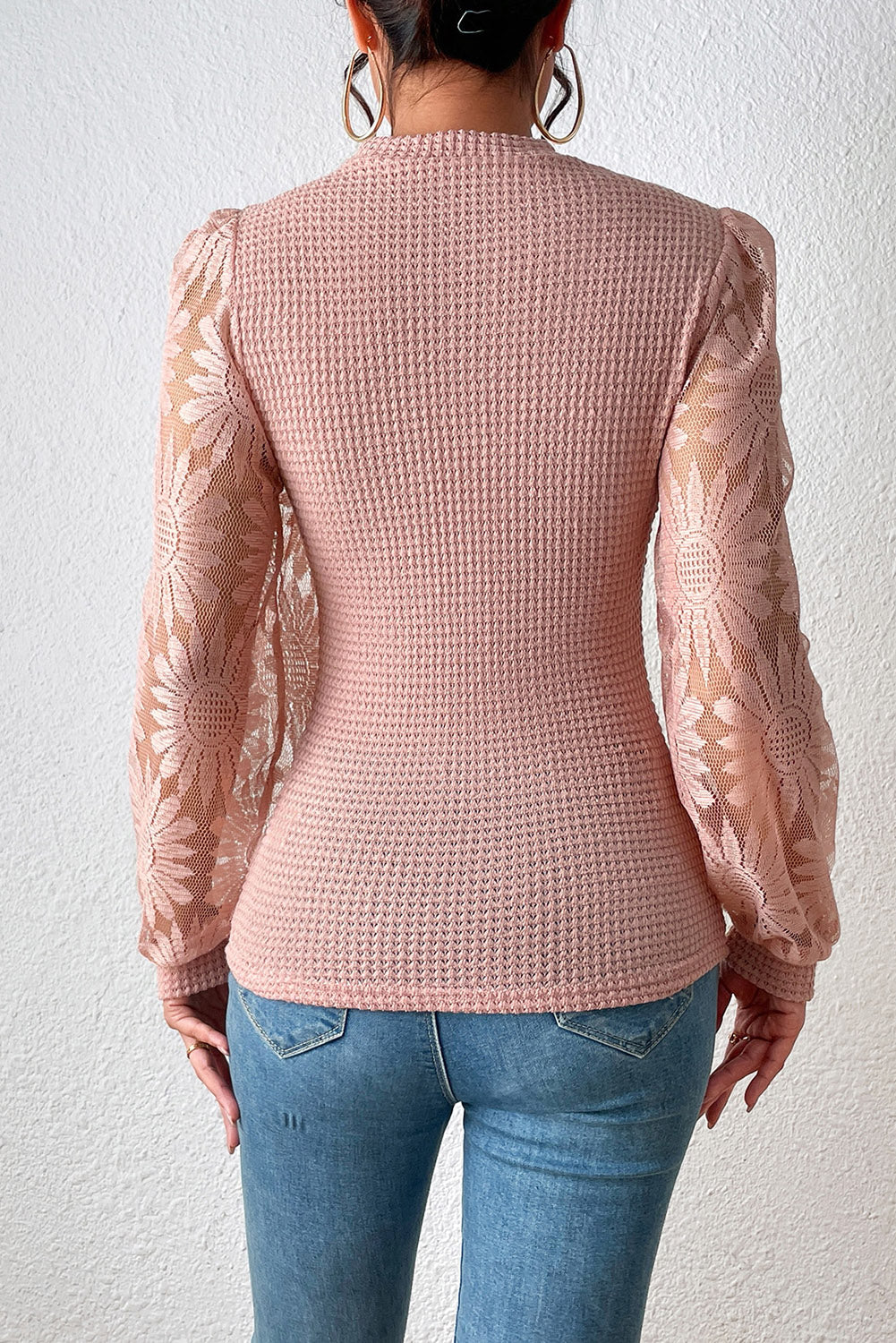 - Sunflower Mesh Bubble Sleeve Knit Top - womens blouse at TFC&H Co.