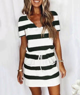 Striped Short-sleeved Women's Summer Dress