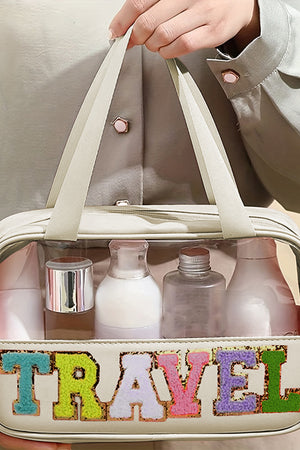 - TRAVEL Chenille Letter Clear PVC Makeup Bag - makeup bag at TFC&H Co.