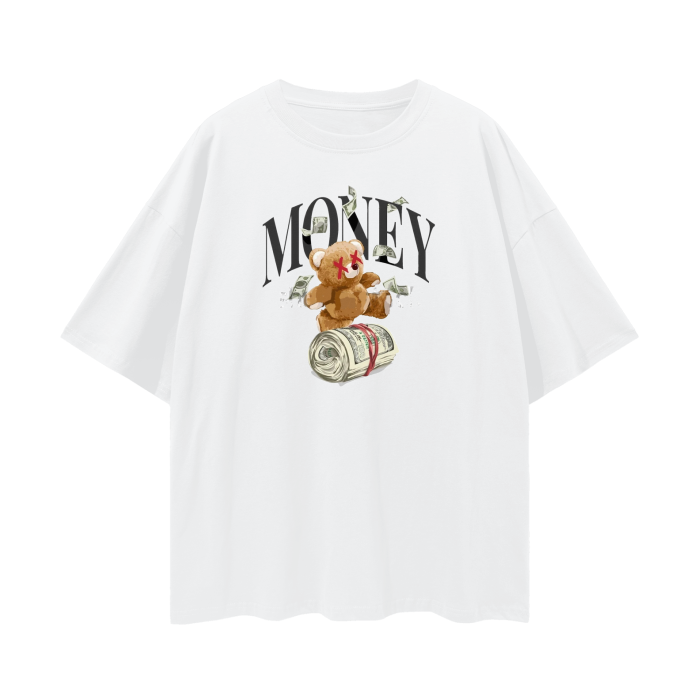 LUCENT WHITE - Money Streetwear Unisex 100% Cotton Loose Basic Tee - Ships from The USA - Unisex T-Shirt at TFC&H Co.