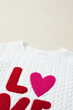 - LOVE Chenille Embroidered Cable Knit Pullover Sweatshirt - womens sweatshirt at TFC&H Co.