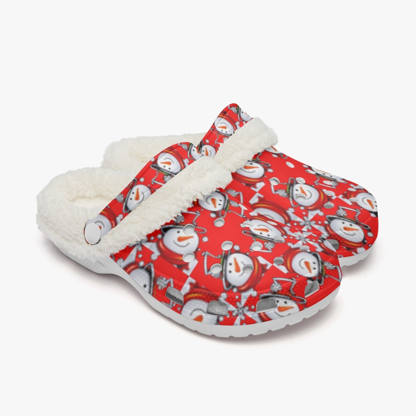 Snow Man's Delight Fuzzy Lined Christmas Clogs - 2 colors - women's clogs at TFC&H Co.
