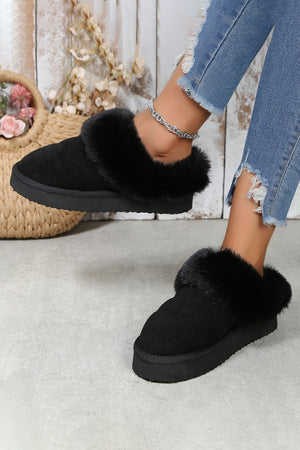 - Plush Suede Patchwork Thick Sole Slippers - 2 colors - womens slippers at TFC&H Co.