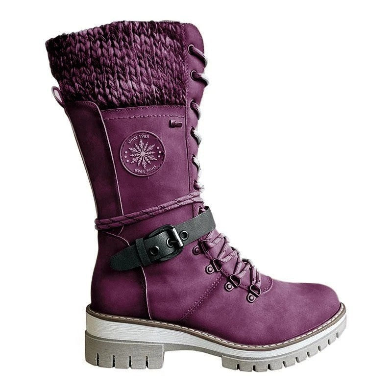 Purple - Winter High Square Heel Round Head Women's Martin Boots - 6 colors - womens boots at TFC&H Co.
