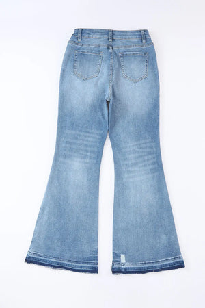 - Blue Light Wash High Waisted Bell Bottom Jeans - womens jeans at TFC&H Co.
