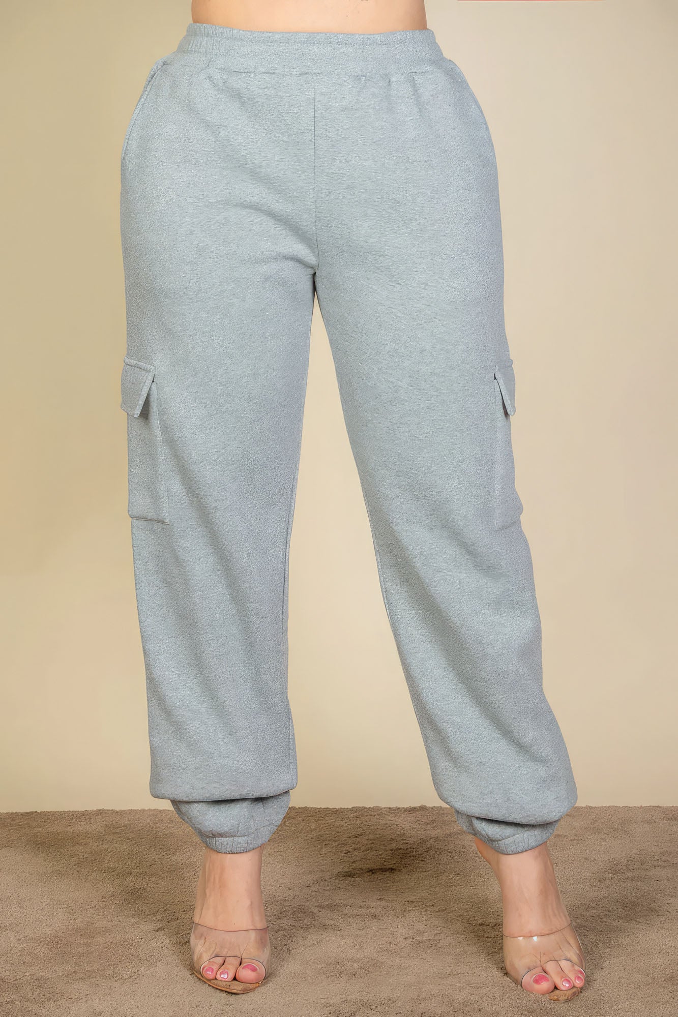 Heather Grey - Side Pocket Drawstring Waist Women's Voluptuous (+) Plus Size Sweatpants - womens sweatpants at TFC&H Co.