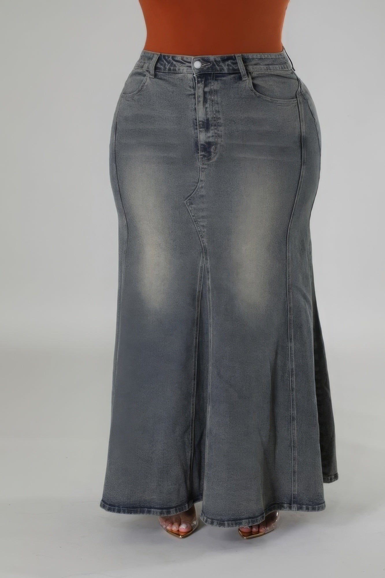 - Voluptuous (+) High-waisted Stretch Plus Size Denim Skirt - womens skirt at TFC&H Co.