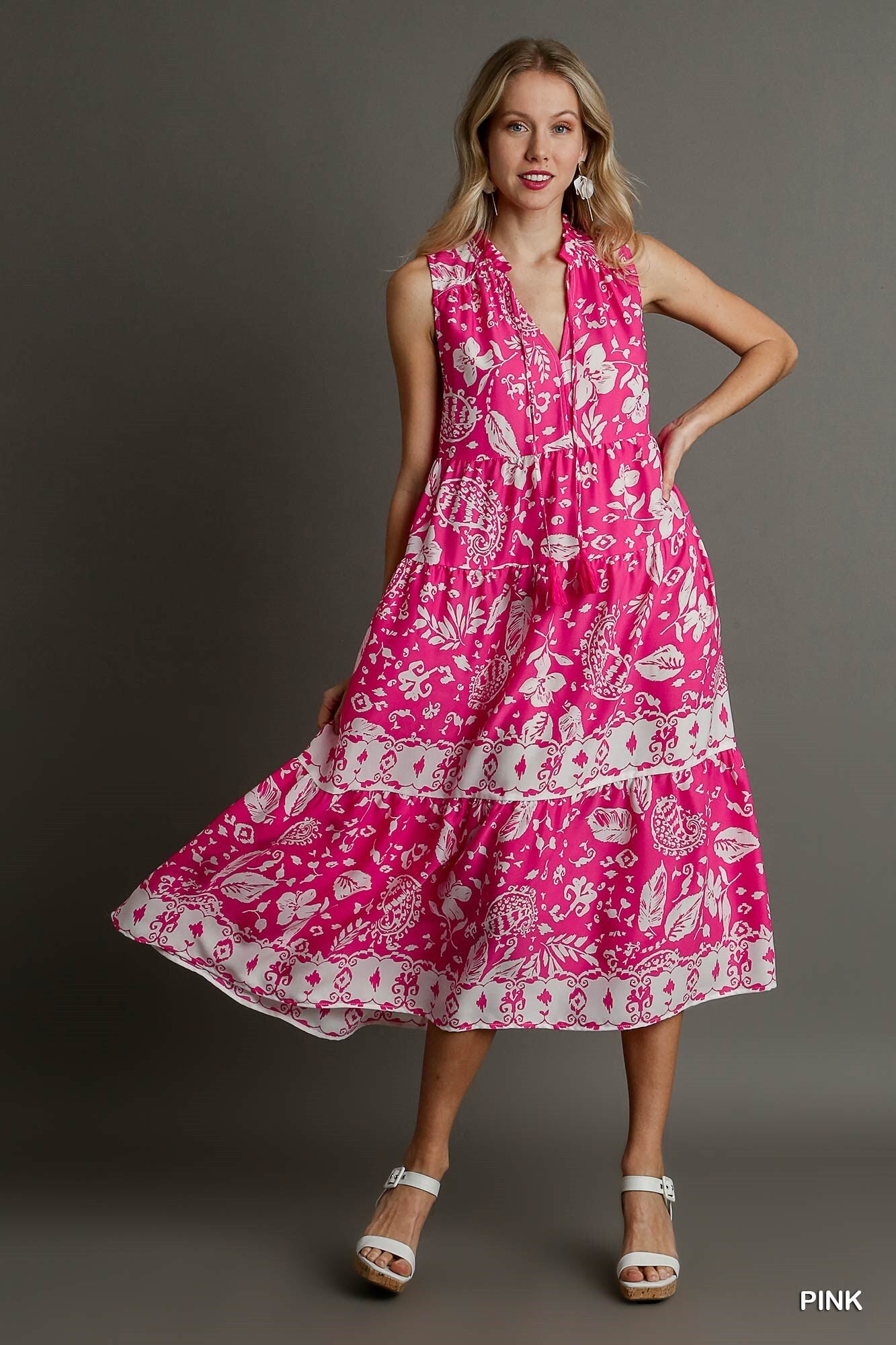 - Floral Sleeveless Midi Paisley Dress - womens dress at TFC&H Co.