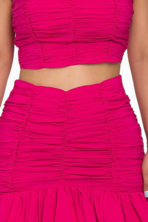 - Ruffle Ruched Women's Mini Skirt Set - womens skirt set at TFC&H Co.